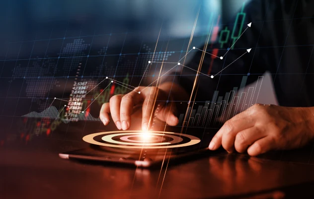 A person using a tablet with a target on it.